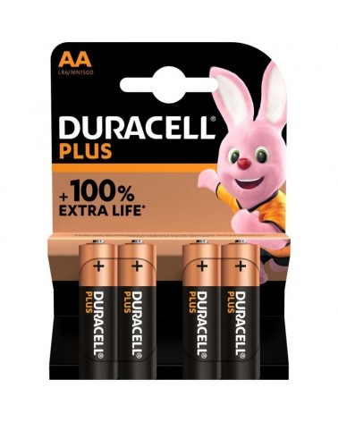 Pack de 4 pilas aa duracell plus extra life lr6/ 1.5v/ alcalinas
