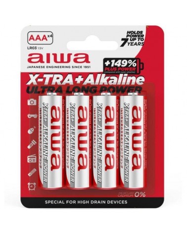 Pack de 4 pilas aaa aiwa x-tra+alcaline lr03/ 1.5v/ alcalinas