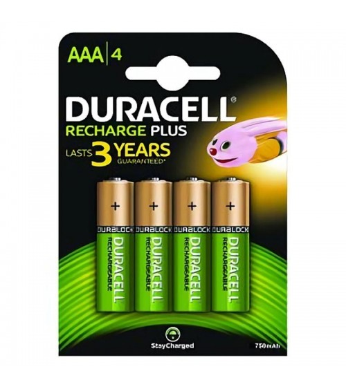 Pack de 4 pilas aaa duracell hr3-b/ 1.2v/ recargables