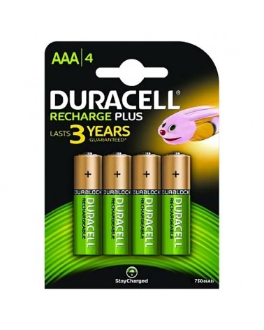 Pack de 4 pilas aaa duracell hr3-b/ 1.2v/ recargables