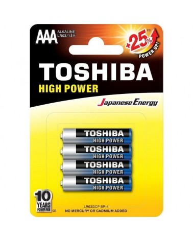 Pack de 4 pilas aaa toshiba high power lr03/ 1.5v/ alcalinas