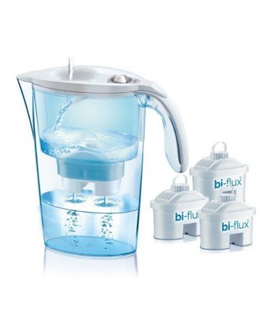 Pack jarra filtrante laica stream line/ 2.3l/ blanca/ jarra + 3 filtros bi-flux