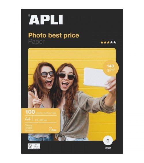 Papel fotográfico apli bestprice 11804/ din a4/ 140g/ 100 hojas/ brillante