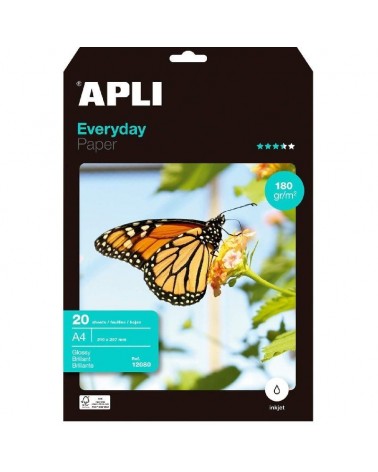Papel fotográfico apli everyday 12080/ din a4/ 180g/ 20 hojas/ brillante