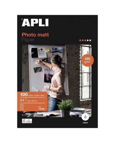 Papel fotográfico apli matt 12626/ din a4/ 120g/ 100 hojas/ mate