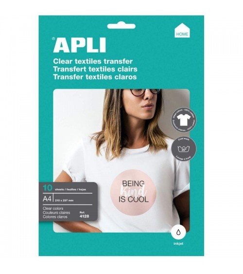 Papel transfer camisetas apli 4128/ din a4/ 10 hojas