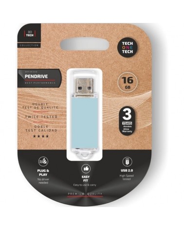 Pendrive 16gb tech one tech basic usb 2.0/ azul cielo