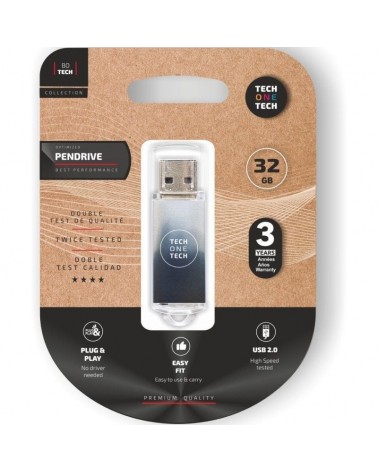 Pendrive 32gb tech one tech be b&w usb 2.0/ blanco y negro degradado