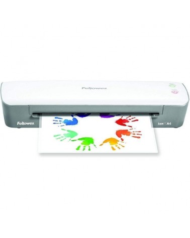 Plastificadora fellowes ion a4 4560001/ hasta a4 y 80-125 micras/ blanca y gris
