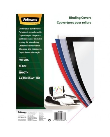 Portadas de polipropileno fellowes 5476603/ a4/ 300 micras/ 100 unidades/ negras