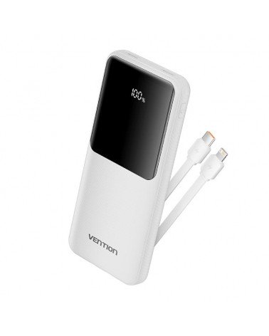 Powerbank 10000mah vention fhow0/ 22.5w/ blanca/ incluye cable usb tipo-c y lightning