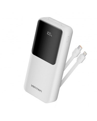 Powerbank 20000mah vention fhpw0/ 22.5w/ blanca/ incluye cable usb tipo-c y lightning