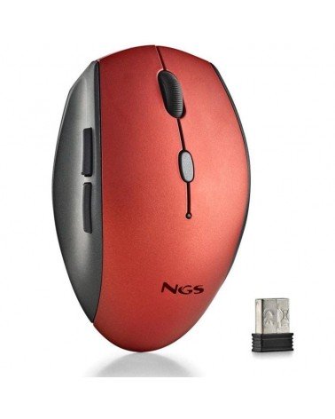 Ratón inalámbrico ngs bee red/ hasta 1600 dpi/ rojo