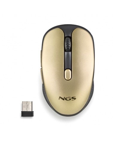 Ratón inalámbrico ngs evo rust/ batería recargable/ hasta 1600 dpi/ dorado