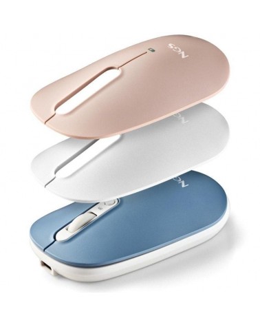 Ratón inalámbrico por bluetooth ngs shell-rb/ batería recargable/ hasta 1600 dpi/ azul/ blanco/ rosa