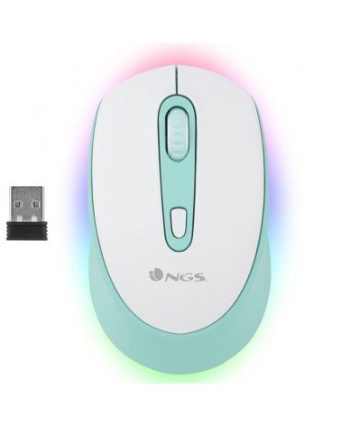 Ratón inalámbrico por bluetooth ngs smog mint-rb/ batería recargable/ hasta 2400 dpi/ verde menta