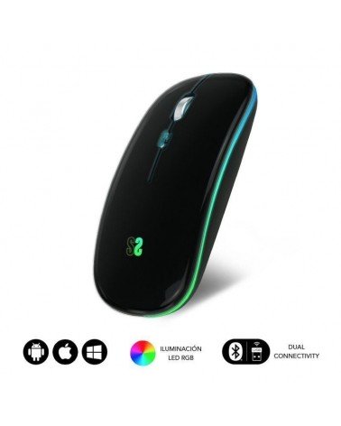Ratón inalámbrico por bluetooth subblim led dual flat/ batería recargable/ hasta 1600 dpi