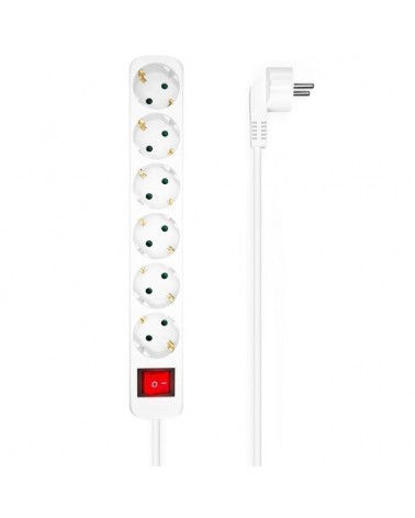Regleta con interruptor aisens a154-0535/ 6 tomas de corriente/ cable 1.4m/ blanco