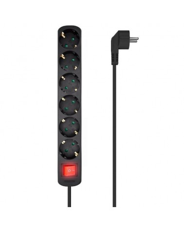Regleta con interruptor aisens a154-0536/ 6 tomas de corriente/ cable 1.4m/ negro