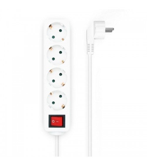 Regleta con interruptor aisens a154-0649/ 4 tomas de corriente/ cable 1.4m/ blanco