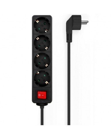 Regleta con interruptor aisens a154-0650/ 4 tomas de corriente/ cable 1.4m/ negro
