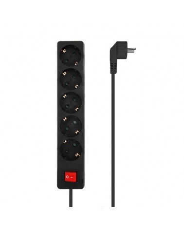 Regleta con interruptor aisens a154-0652/ 5 tomas de corriente/ cable 1.4m/ negro