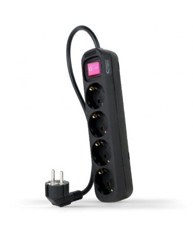 Regleta con interruptor nanocable 10.37.0004-bk/ 4 tomas de corriente/ cable 1.4m/ negro