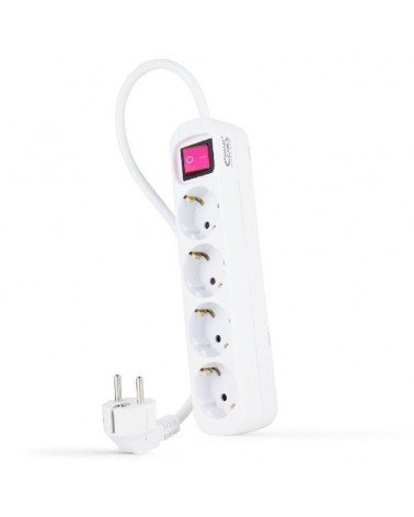 Regleta con interruptor nanocable 10.37.0004/ 4 tomas de corriente/ cable 1.4m/ blanca