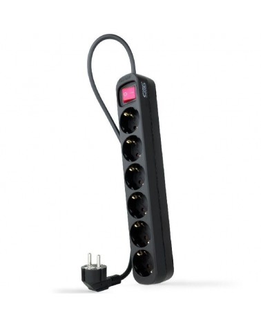 Regleta con interruptor nanocable 10.37.0006-bk/ 6 tomas de corriente/ cable 1.4m/ negro