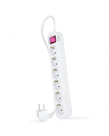Regleta con interruptor nanocable 10.37.0006/ 6 tomas de corriente/ cable 1.4m/ blanca