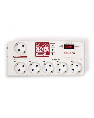 Regleta con interruptor salicru safe master/ 5 tomas de corriente/ 1 master/ 2 usb/ cable 1.8m/ blanca