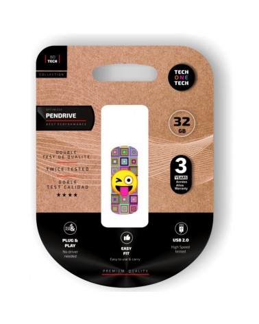 Pendrive 32gb tech one tech emoji guiño usb 2.0