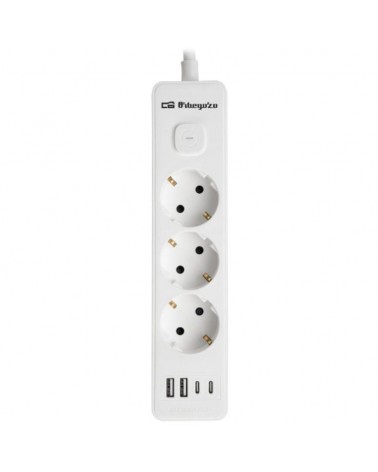 Regleta con interruptor orbegozo en 3100/ 3 tomas de corriente/ 2 usb/ 2 usb tipo-c/ cable 1.4m/ blanca