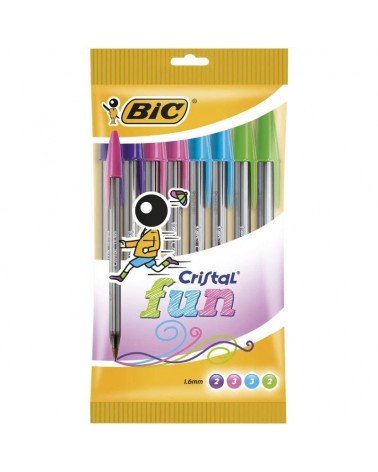 Bolígrafos de tinta de aceite bic cristal fun 921342/ 10 unidades/ colores surtidos