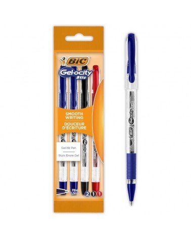 Bolígrafos de tinta de gel retráctil bic gelocity stic 992599/ 4 unidades/ surtidos