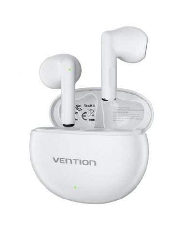 Auriculares bluetooth vention elf 06 nbkw0 con estuche de carga/ autonomía 6h/ blancos