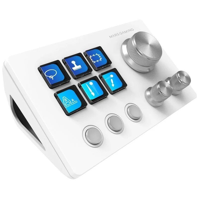 Control deck mars gaming msd-two/ 6 teclas lcd/ 3 ruedas/ 3 botones/ blanco