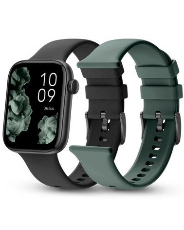 Smartwatch spc smartee duo 2 9650n/ notificaciones/ frecuencia cardíaca/ negro/ incluye correa extra