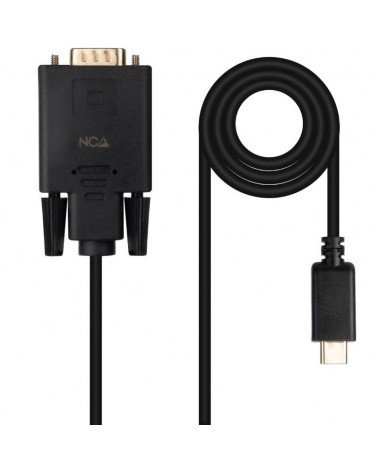 Cable conversor nanocable 10.15.5202/ usb tipo-c macho -vga macho/ 1.8cm/ negro