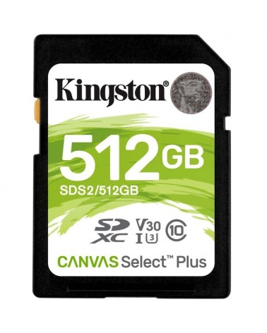 Tarjeta de memoria kingston canvas select plus 512gb sd xc/ clase 10/ 100mbs