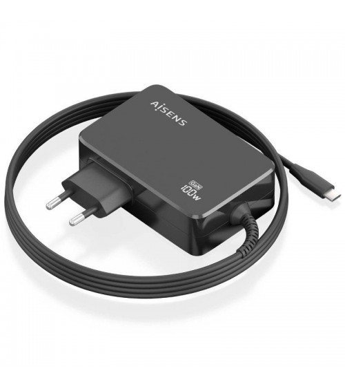 Cargador de portátil gan aisens asch-1pd100wl50-bk usb tipo-c/ 100w/ automático/ voltaje 5-20v