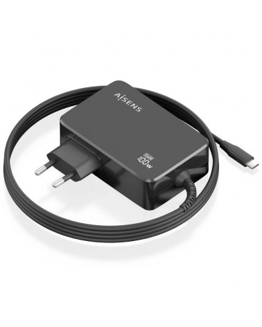 Cargador de portátil gan aisens asch-1pd100wl50-bk usb tipo-c/ 100w/ automático/ voltaje 5-20v