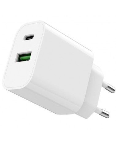 Cargador de pared spc fast charger 4341b/ 1xusb tipo-c/ 1xusb/ 20w/ blanco