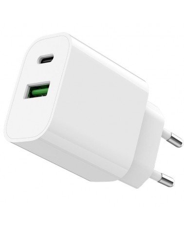 Cargador de pared spc fast charger 4341b/ 1xusb tipo-c/ 1xusb/ 20w/ blanco