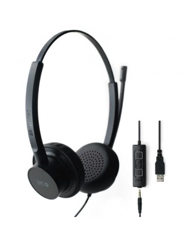 Auriculares spc brave pro/ con micrófono/ jack 3.5/ usb/ negros