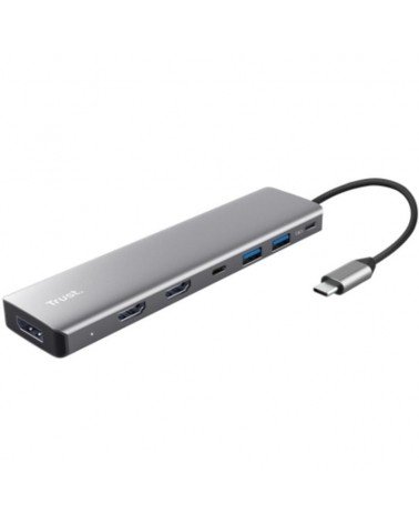 Docking usb tipo-c trust dalyx/ 2xusb/ 2xhdmi/ 1xdisplayport/ 1xusb tipo-c pd/ gris