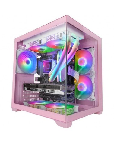 Caja gaming minitorre mars gaming mc-view2/ rosa
