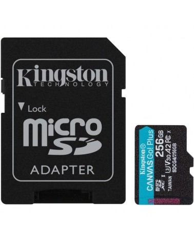 Tarjeta de memoria kingston canvas go! plus 256gb microsd xc con adaptador/ clase 10/ 200mbs