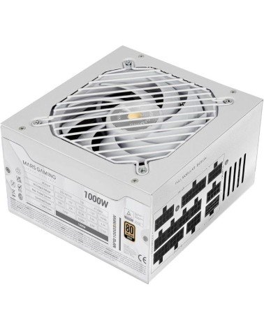 Fuente de alimentación mars gaming mpb1000sim/ 1000w/ ventilador 14cm/ 80 plus gold/ blanca