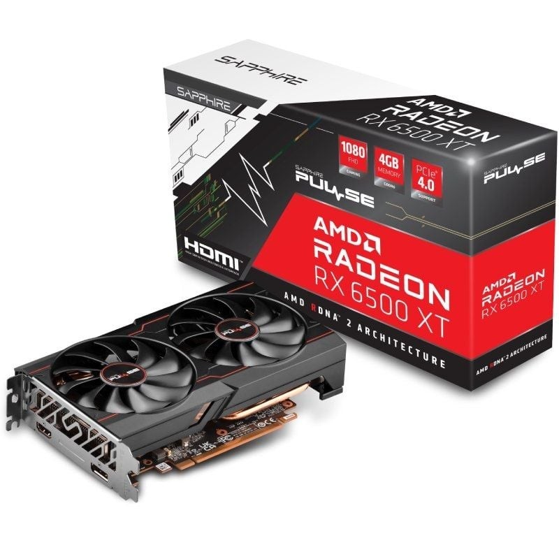 Tarjeta gráfica sapphire pulse radeon rx 6500 xt gaming oc/ 4gb gddr6	